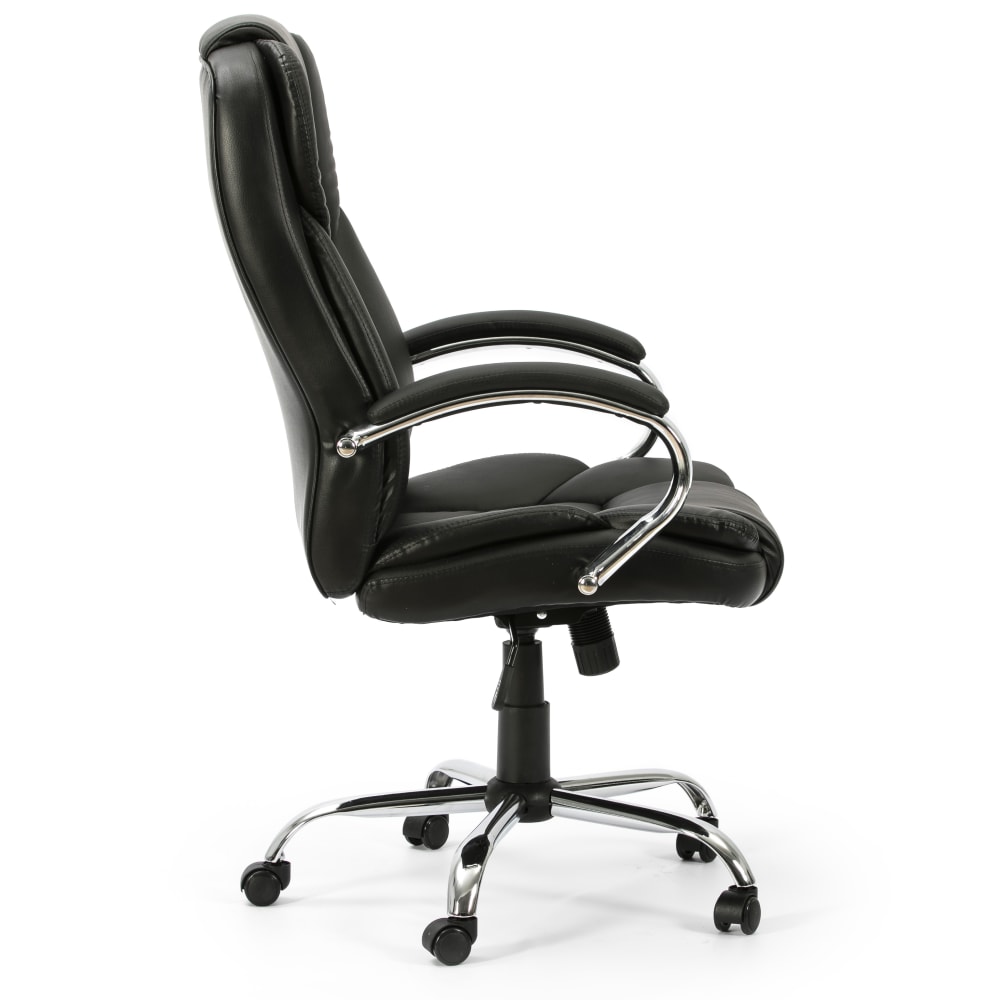 Fauteuil de bureau HOMN noir en similicuir avec accoudoirs chromés — vue 4