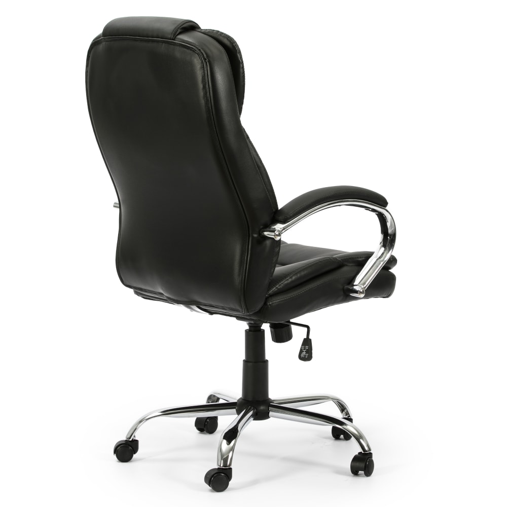 Fauteuil de bureau HOMN noir en similicuir avec accoudoirs chromés — vue 5