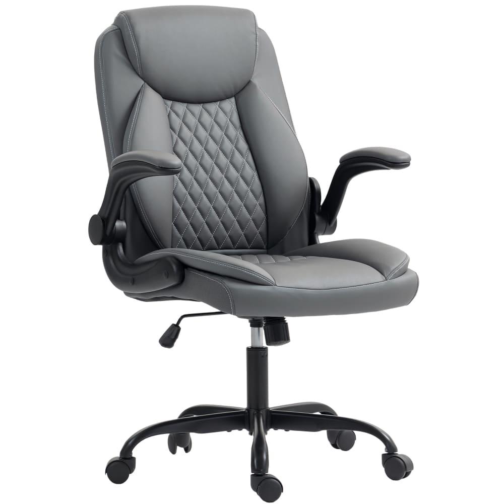 Fauteuil de bureau Homcom gris foncé avec accoudoirs relevables et roulettes