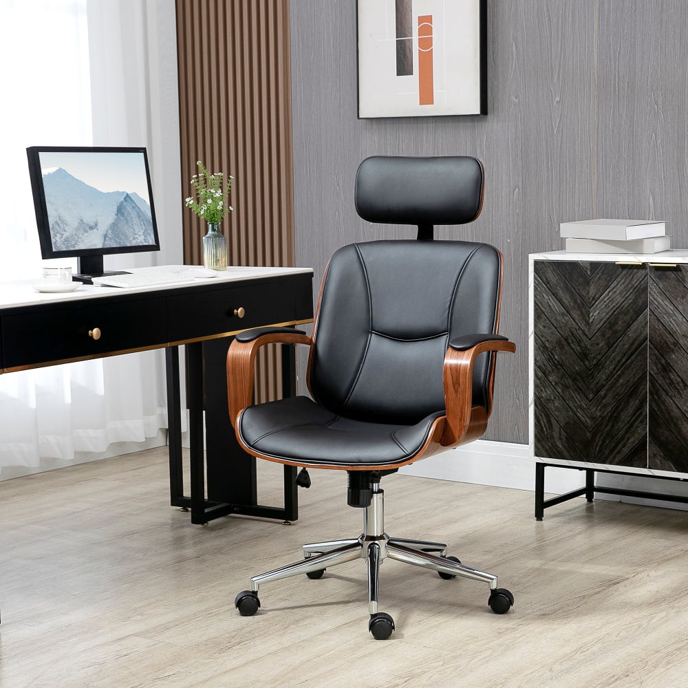 Fauteuil de bureau Vinsetto avec appui-tête amovible et finitions noyer — vue 2