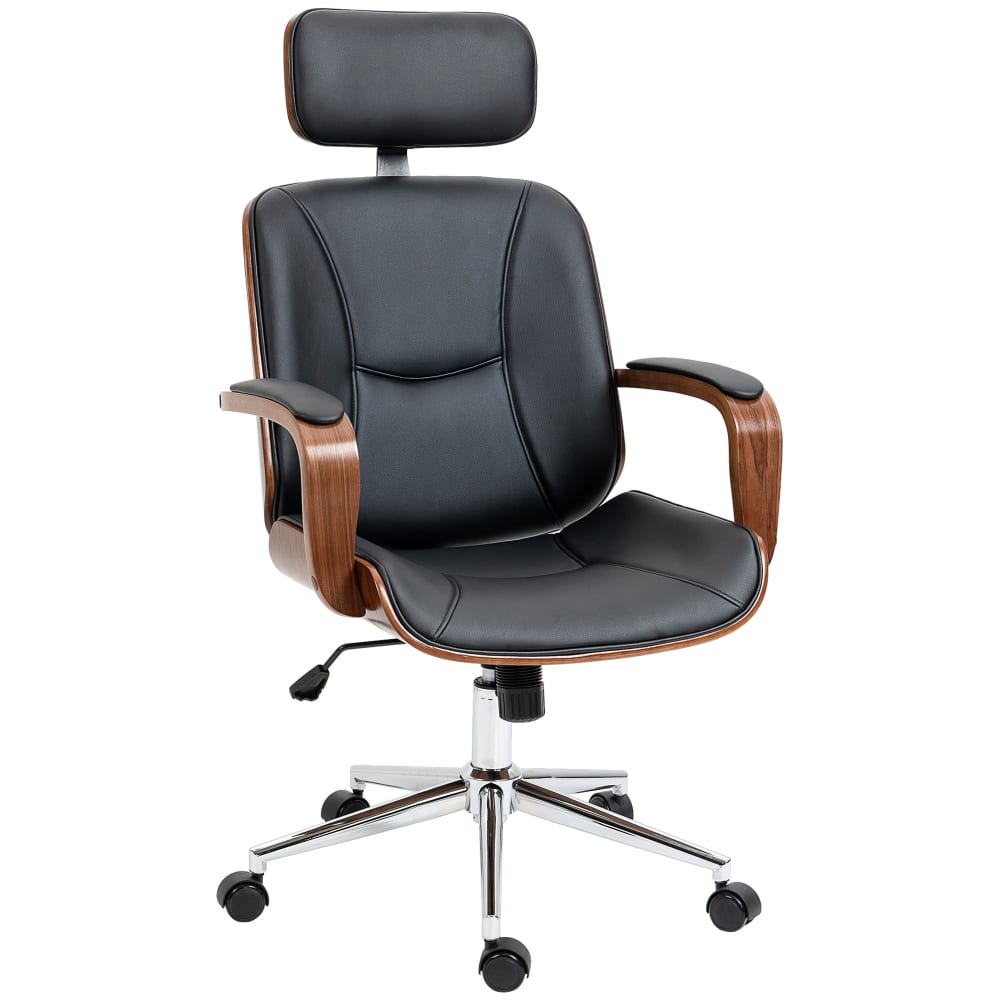 Fauteuil de bureau Vinsetto avec appui-tête amovible et finitions noyer