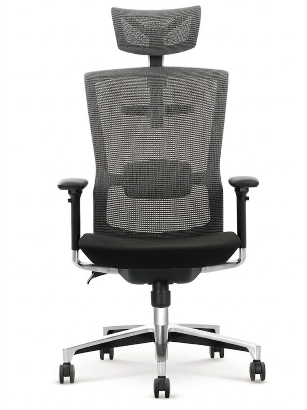 Fauteuil de bureau MSO en filet noir et gris avec structure en acier — vue 3