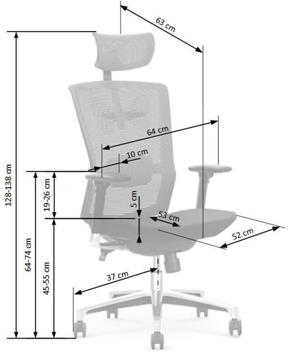 Fauteuil de bureau MSO en filet noir et gris avec structure en acier — vue 4
