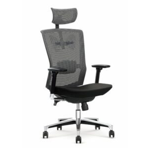 Fauteuil de bureau MSO en filet noir et gris avec structure en acier