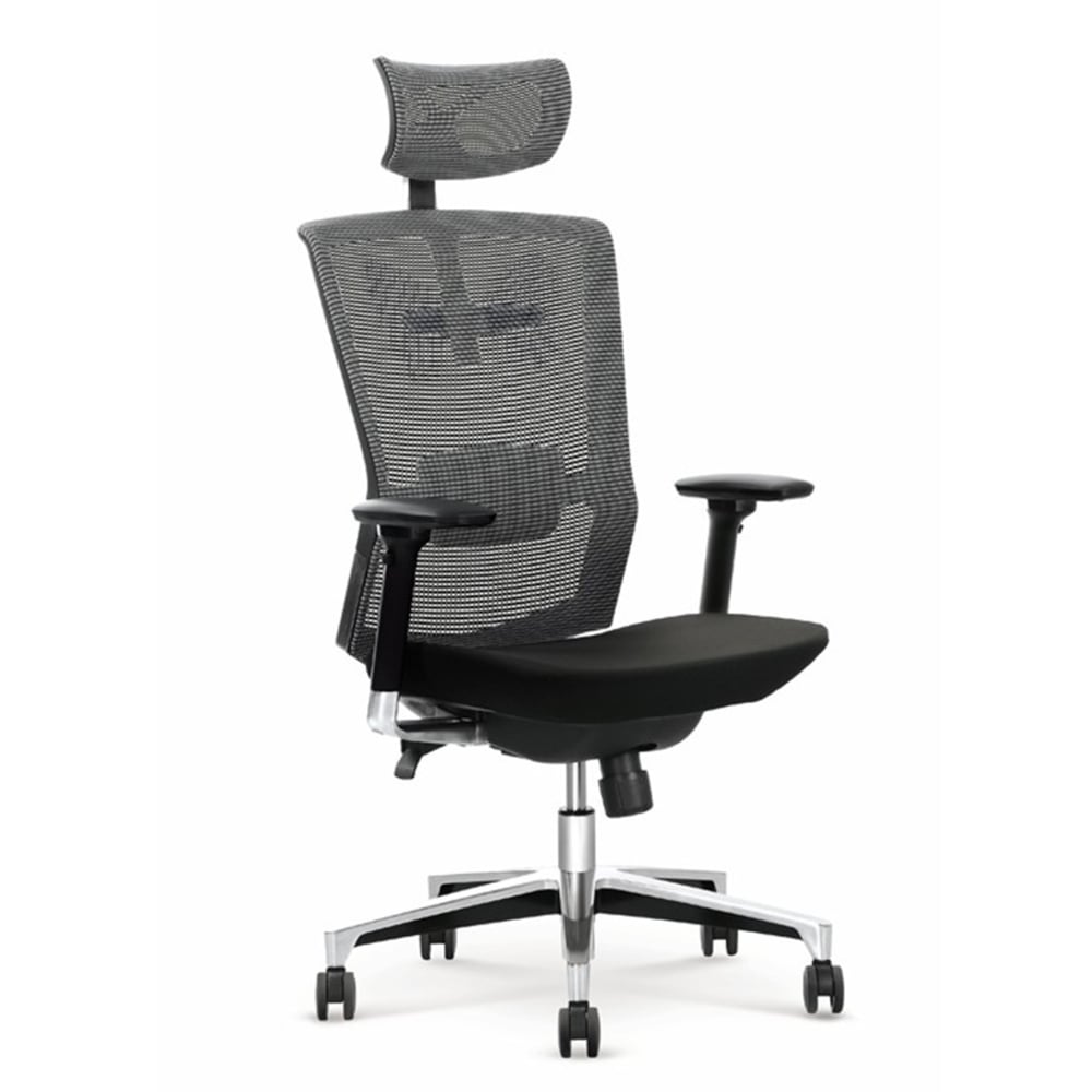 Fauteuil de bureau MSO en filet noir et gris avec structure en acier