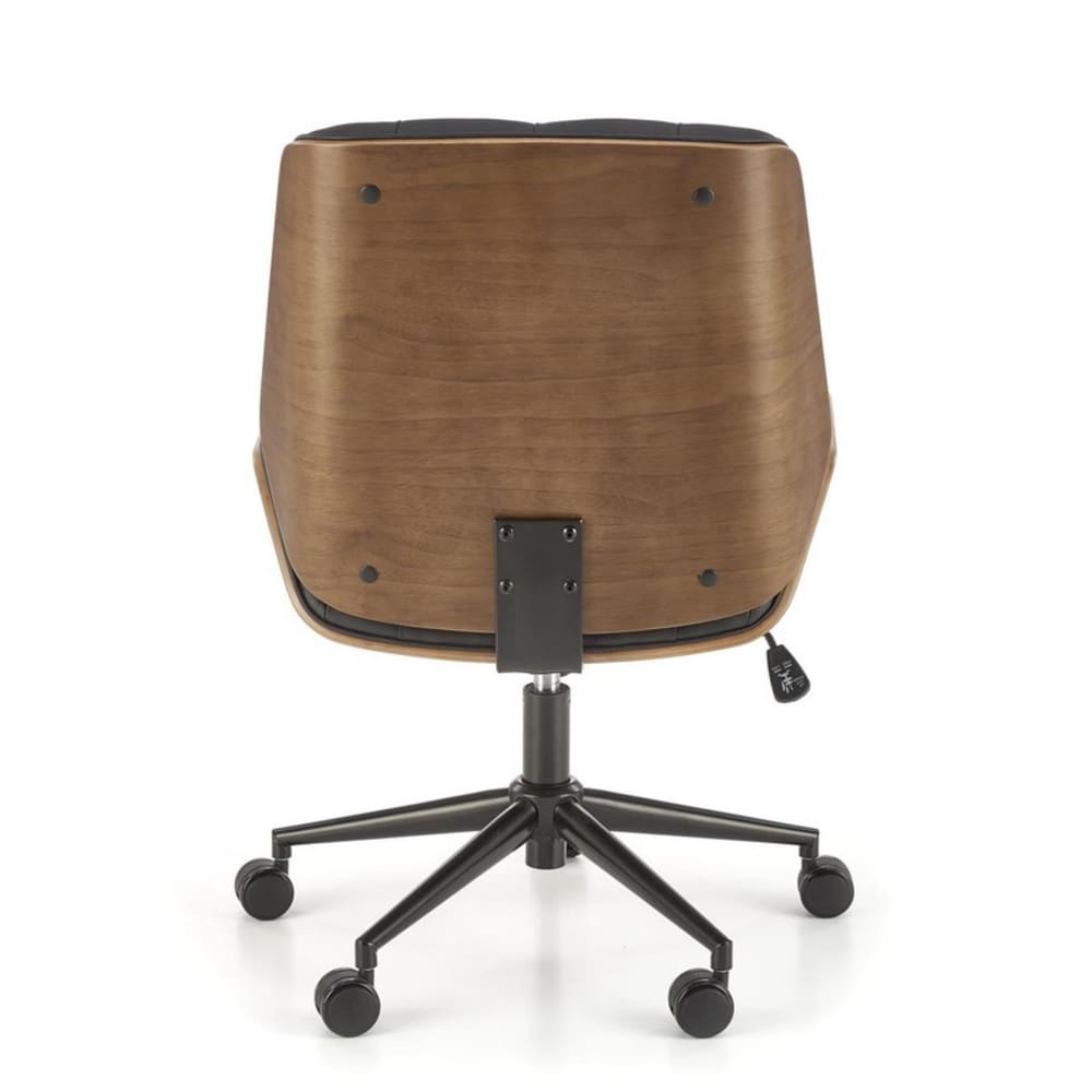 Fauteuil de bureau MSO noir en cuir avec structure effet noyer — vue 4