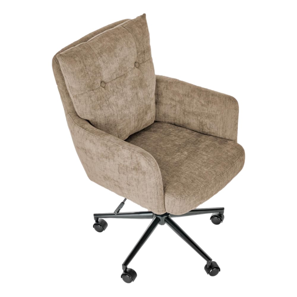 Fauteuil de bureau MSO en tissu polyester marron clair, sur cinq roulettes — vue 5