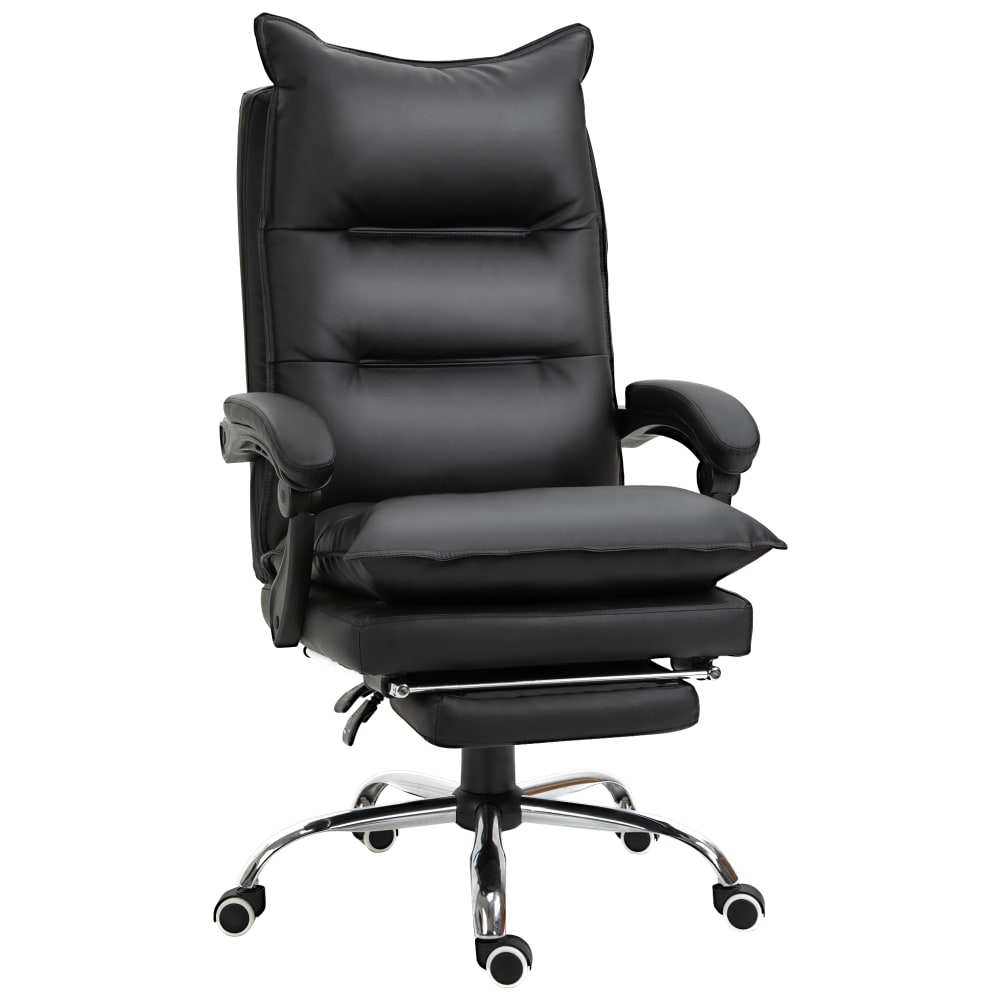 Fauteuil de bureau Vinsetto inclinable noir avec repose-pieds intégré et roulettes