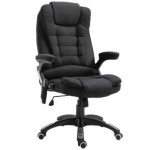 Fauteuil de bureau Vinsetto noir avec dossier inclinable, massage vibrant et chaleur lombaire