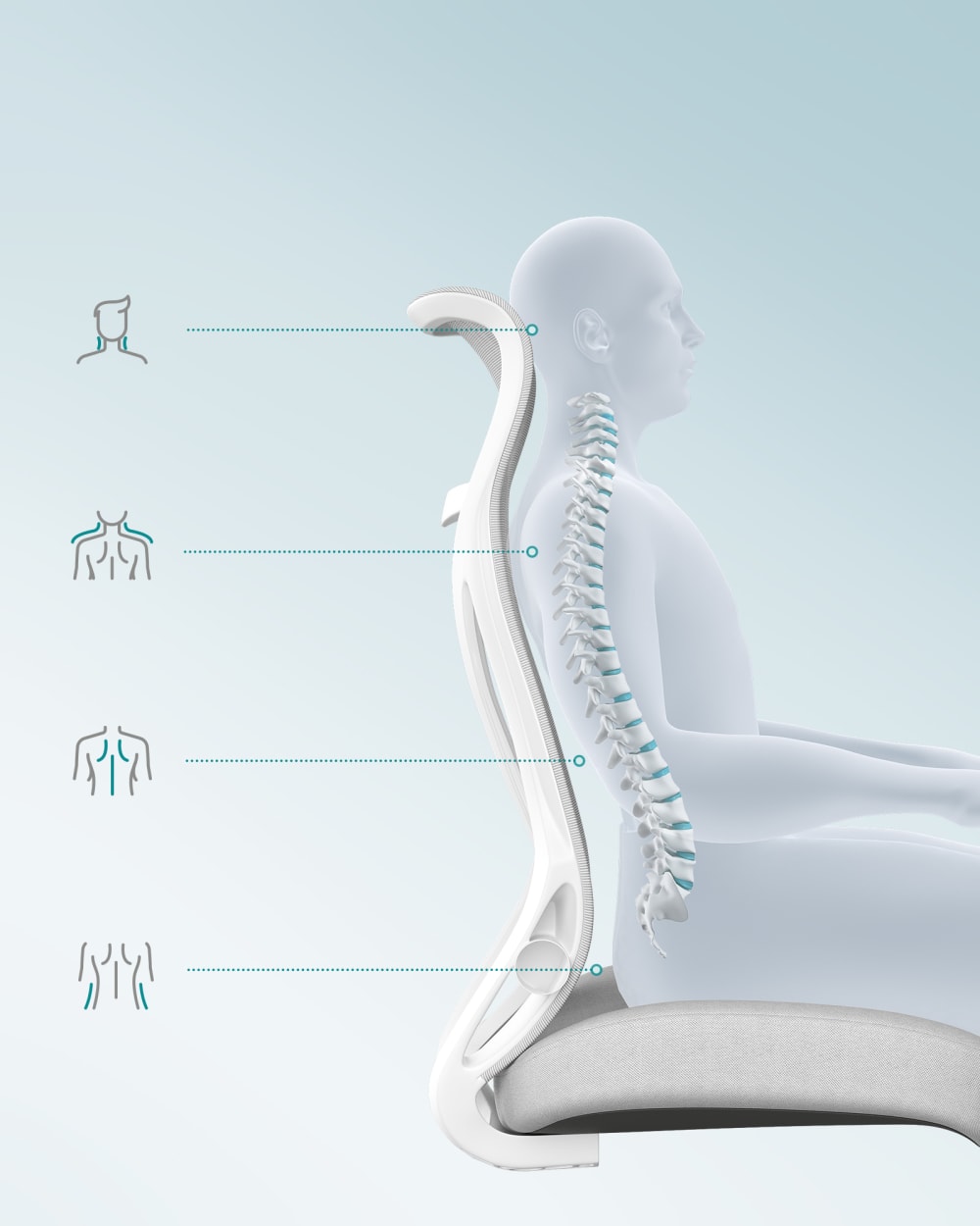 Fauteuil de bureau SONGMICS gris avec dossier ergonomique et accoudoirs pliables — vue 4