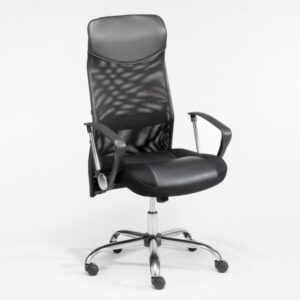 Fauteuil de bureau MSO noir avec revêtement cuir et polyester