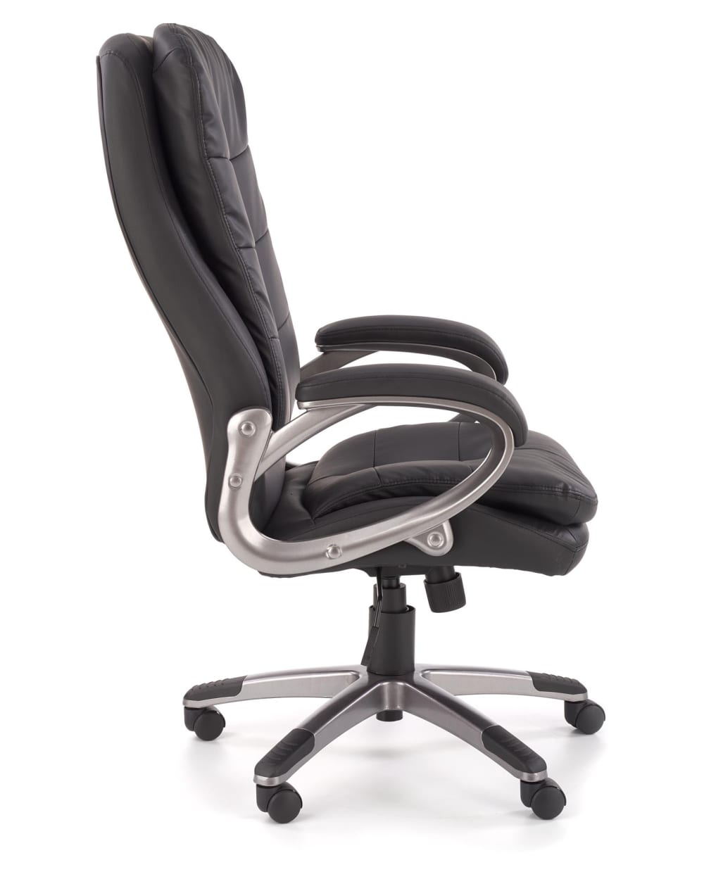 Fauteuil de bureau MSO en cuir noir avec structure en acier chromé — vue 2