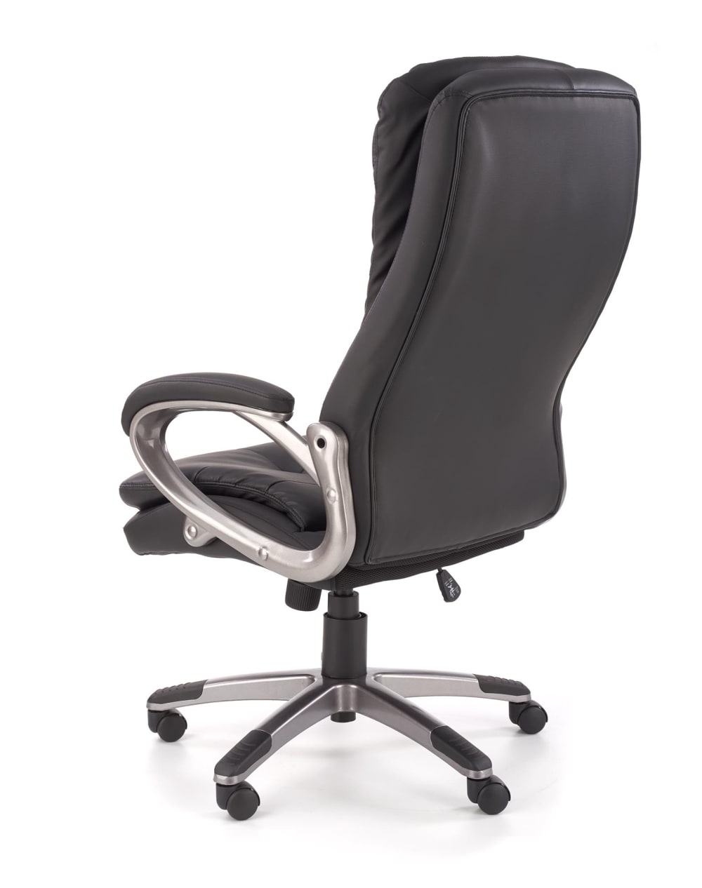 Fauteuil de bureau MSO en cuir noir avec structure en acier chromé — vue 3