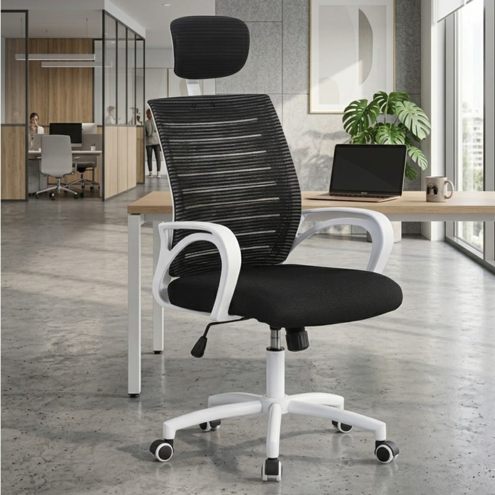 Fauteuil de bureau MSO en filet et tissu polyester, format noir pour le bureau — vue 2