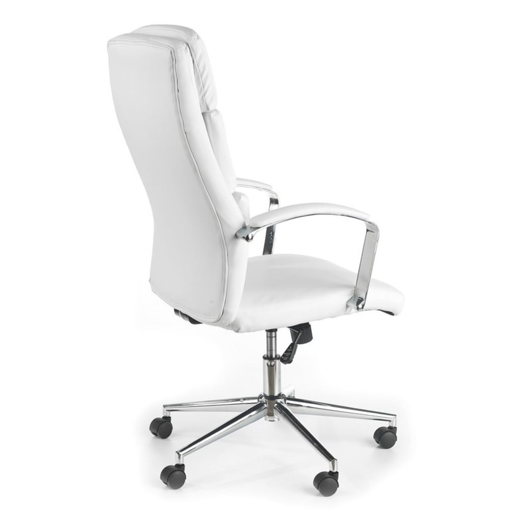 Fauteuil de bureau MSO blanc avec pieds en acier, vu de face — vue 2