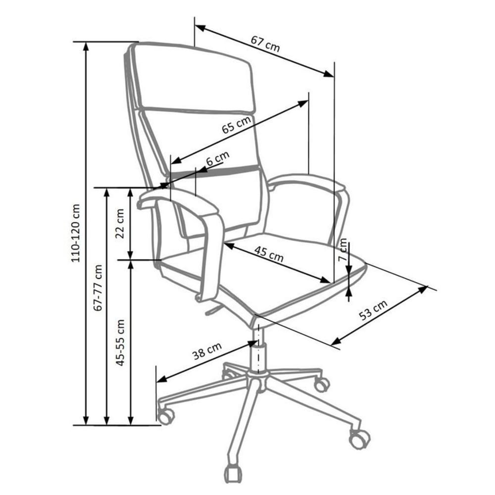 Fauteuil de bureau MSO blanc avec pieds en acier, vu de face — vue 3