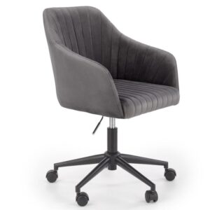 Fauteuil de bureau enfant MSO en velours gris avec structure en acier