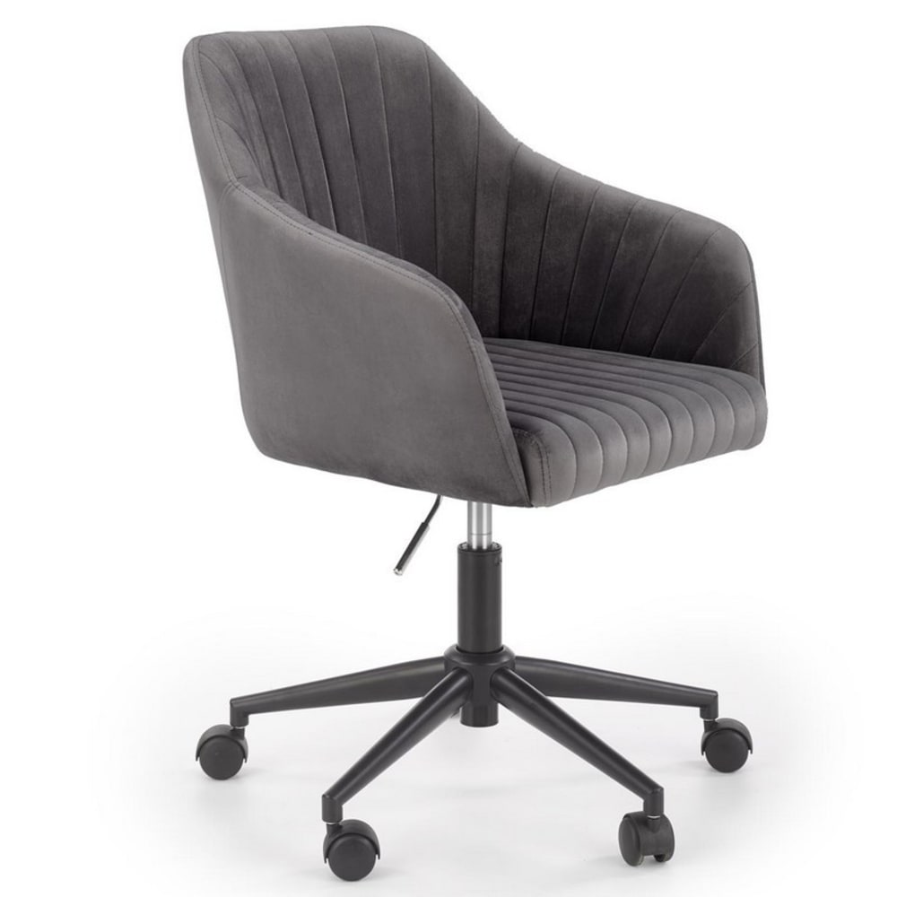 Fauteuil de bureau enfant MSO en velours gris avec structure en acier