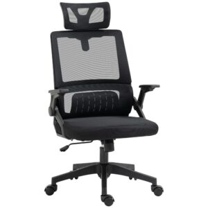 Fauteuil de bureau Vinsetto noir avec dossier en maille et appui-tête réglable