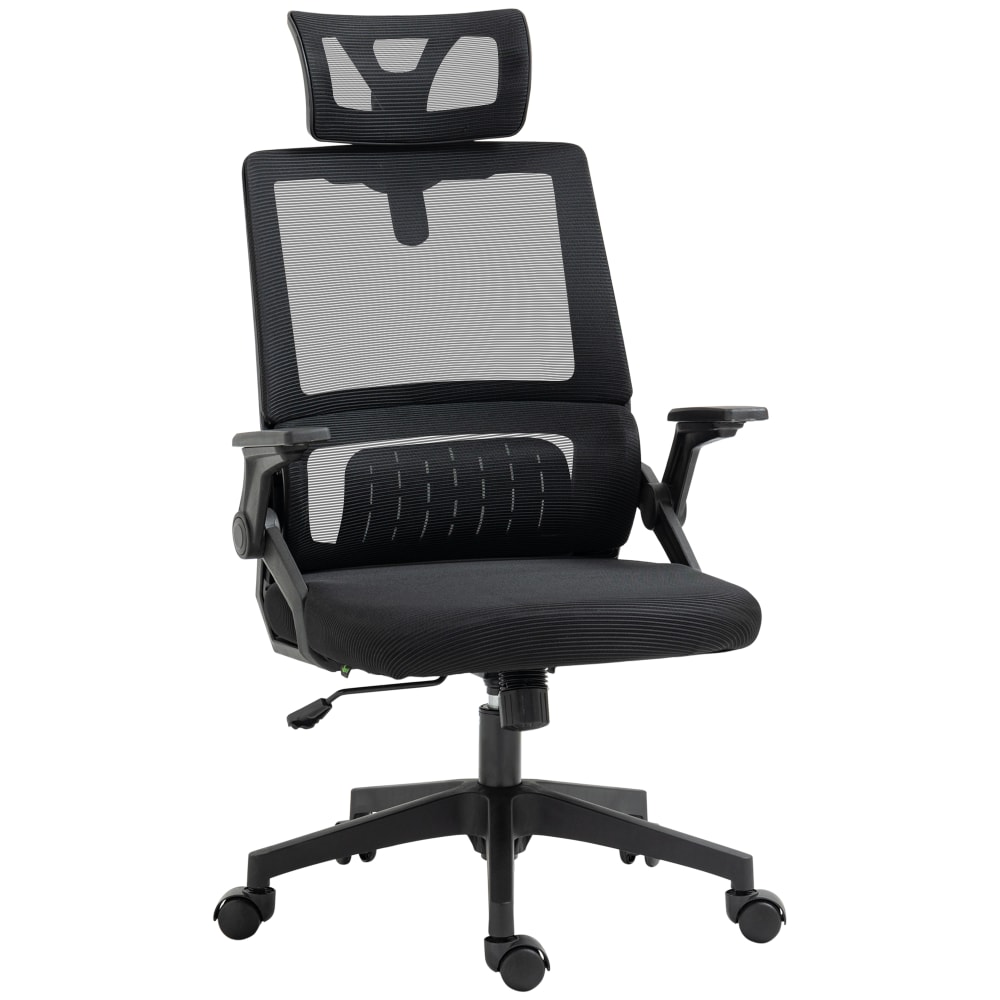 Fauteuil de bureau Vinsetto noir avec dossier en maille et appui-tête réglable