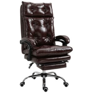 Fauteuil de bureau Vinsetto marron avec dossier inclinable et repose-pieds rétractable
