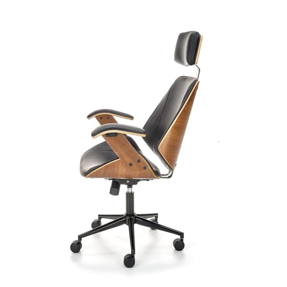 Fauteuil de bureau MSO noir, silhouette contemporaine et base à cinq roulettes — vue 3