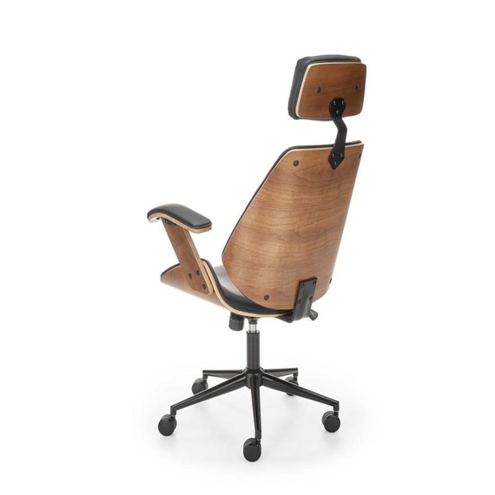 Fauteuil de bureau MSO noir, silhouette contemporaine et base à cinq roulettes — vue 4