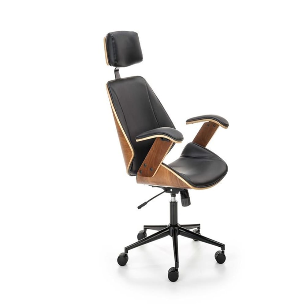 Fauteuil de bureau MSO noir, silhouette contemporaine et base à cinq roulettes