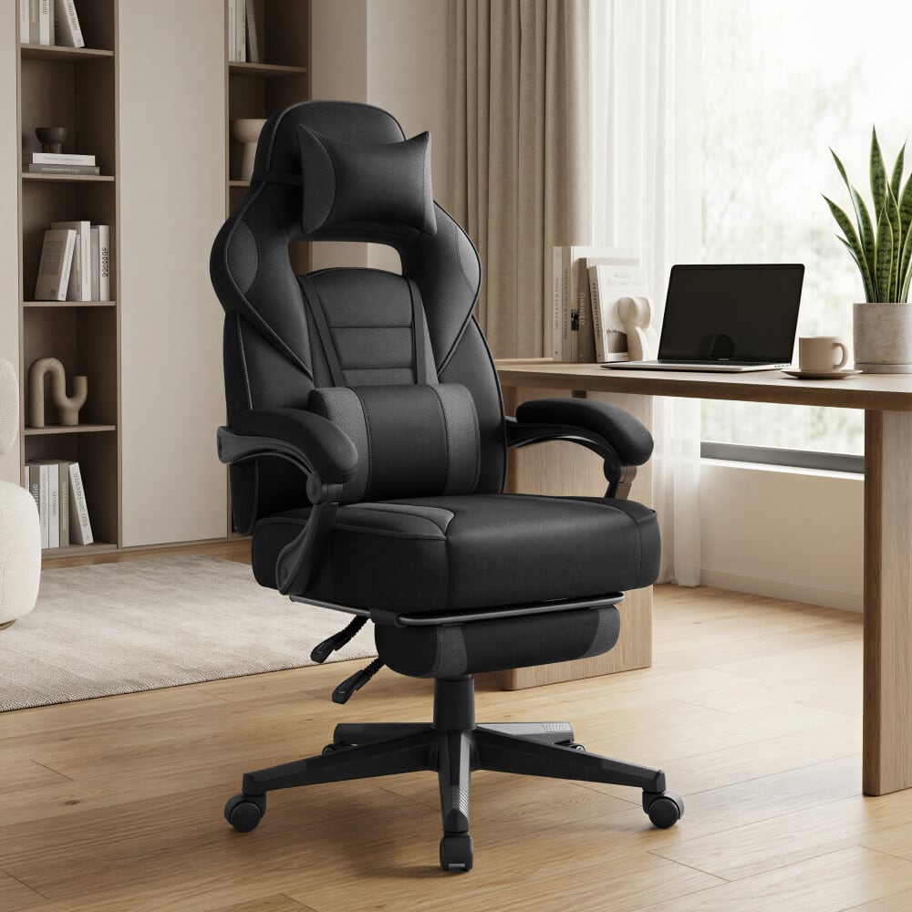 Fauteuil de bureau SONGMICS noir et gris avec dossier rembourré réglable — vue 2