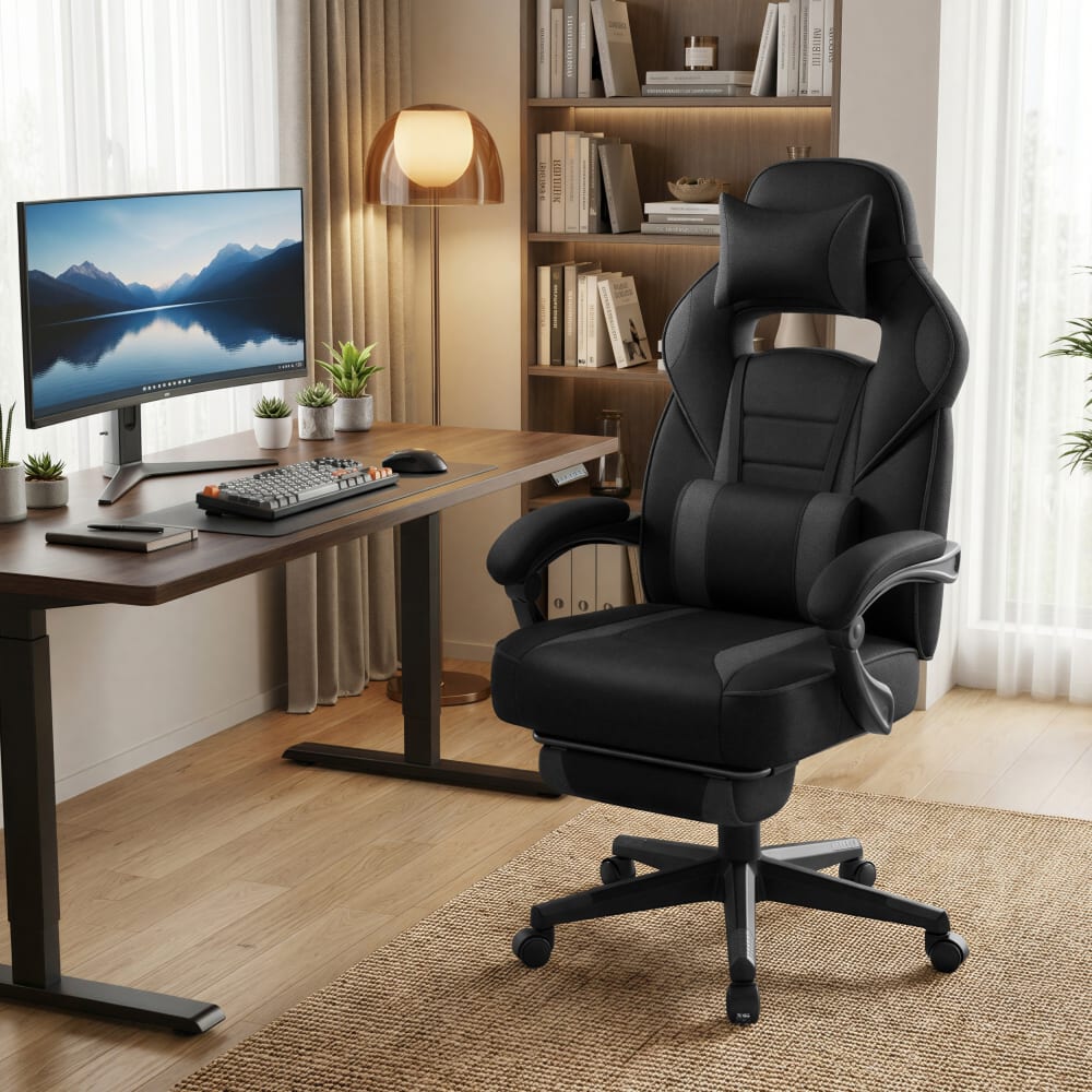 Fauteuil de bureau SONGMICS noir et gris avec dossier rembourré réglable — vue 3