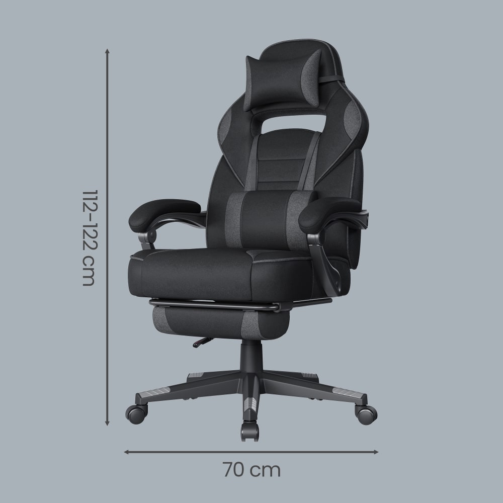 Fauteuil de bureau SONGMICS noir et gris avec dossier rembourré réglable — vue 4