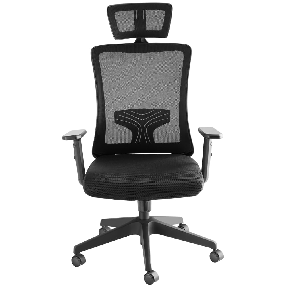 Fauteuil de bureau Tectake Phoibe noir avec dossier haut et appuie-tête réglable — vue 3
