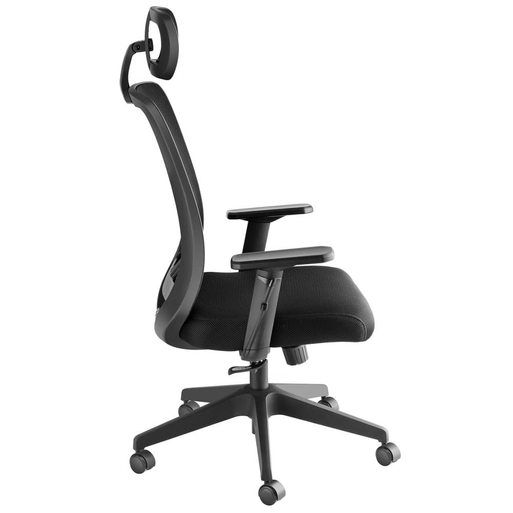 Fauteuil de bureau Tectake Phoibe noir avec dossier haut et appuie-tête réglable — vue 4