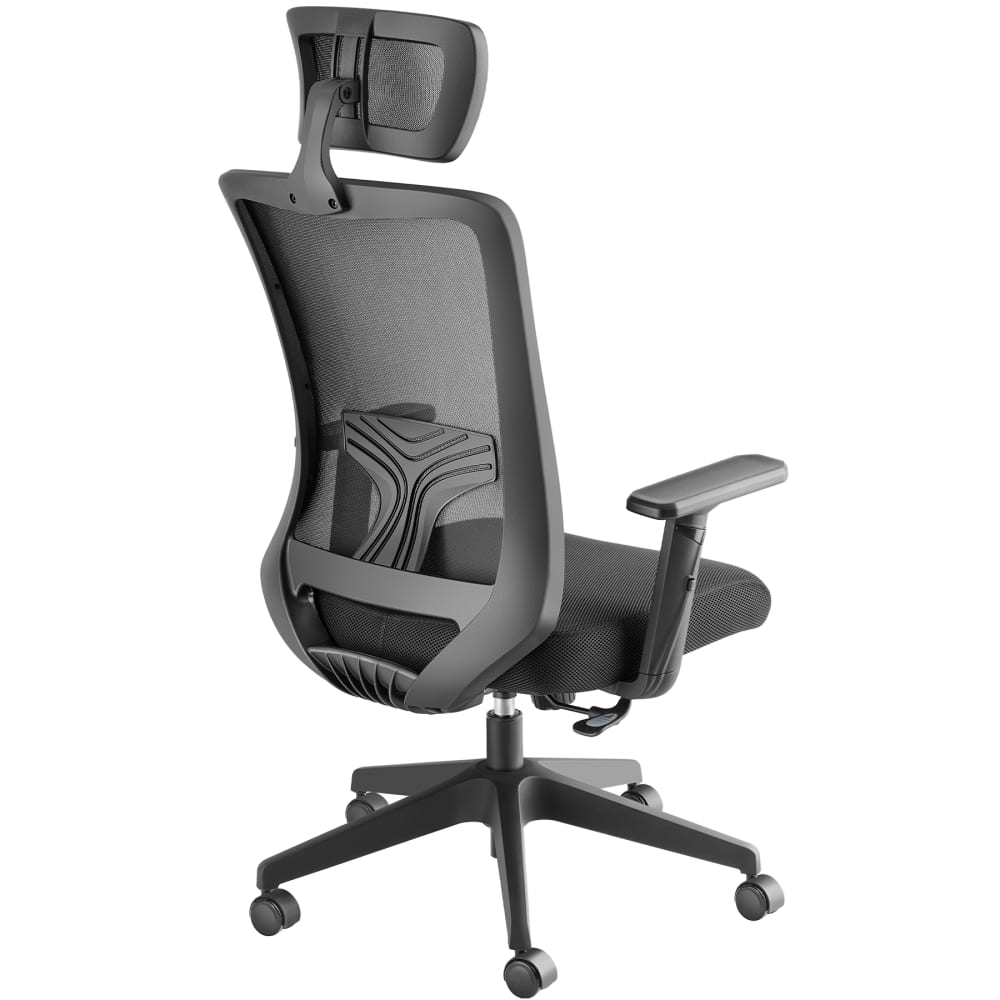 Fauteuil de bureau Tectake Phoibe noir avec dossier haut et appuie-tête réglable — vue 5