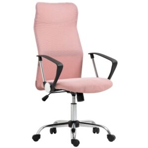 Fauteuil de bureau Homcom rose avec dossier inclinable et roulettes pivotantes