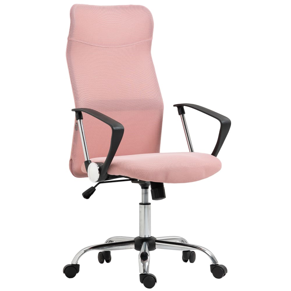 Fauteuil de bureau Homcom rose avec dossier inclinable et roulettes pivotantes