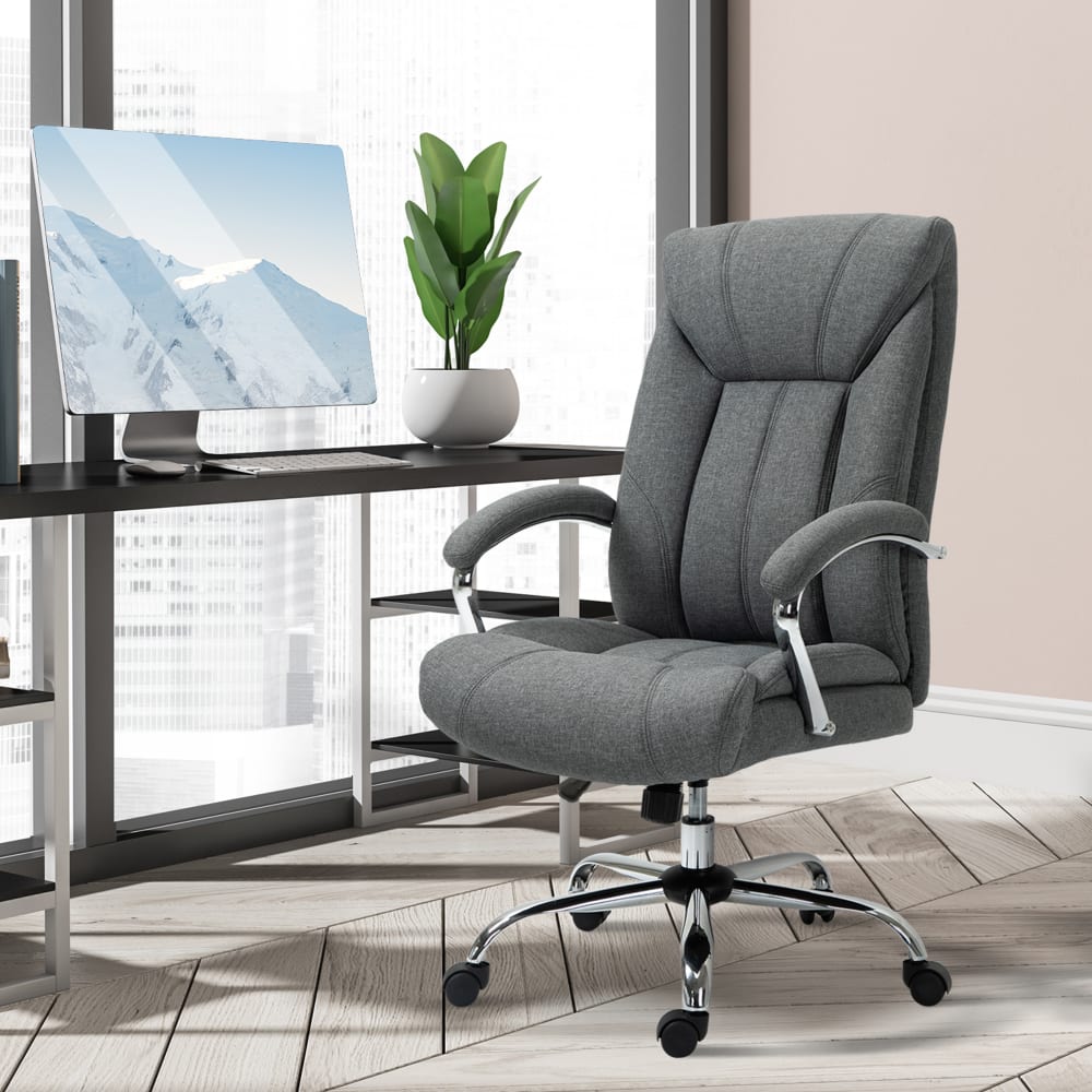 Fauteuil de bureau Vinsetto gris avec dossier haut et roulettes — vue 2