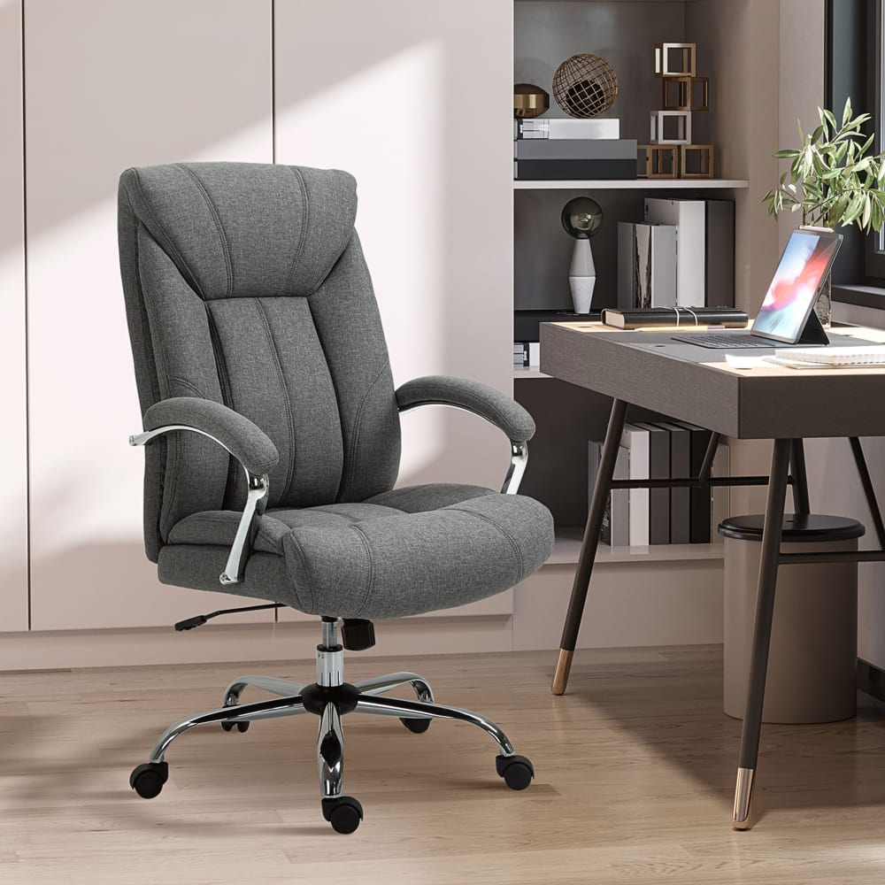 Fauteuil de bureau Vinsetto gris avec dossier haut et roulettes — vue 3