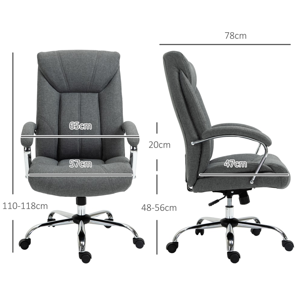 Fauteuil de bureau Vinsetto gris avec dossier haut et roulettes — vue 4