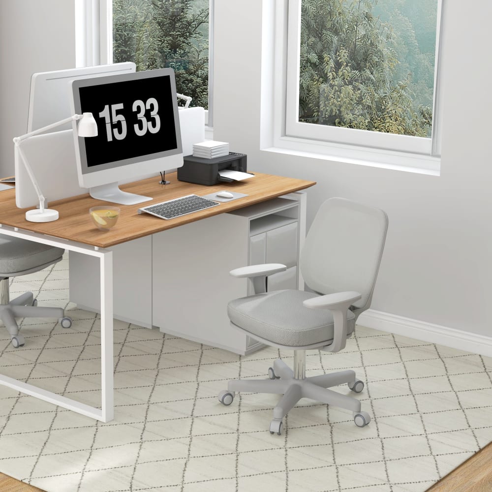 Fauteuil de bureau Vinsetto avec dossier en maille et piètement blanc à roulettes — vue 2