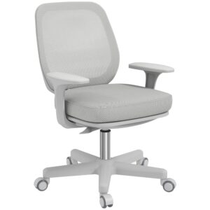 Fauteuil de bureau Vinsetto avec dossier en maille et piètement blanc à roulettes