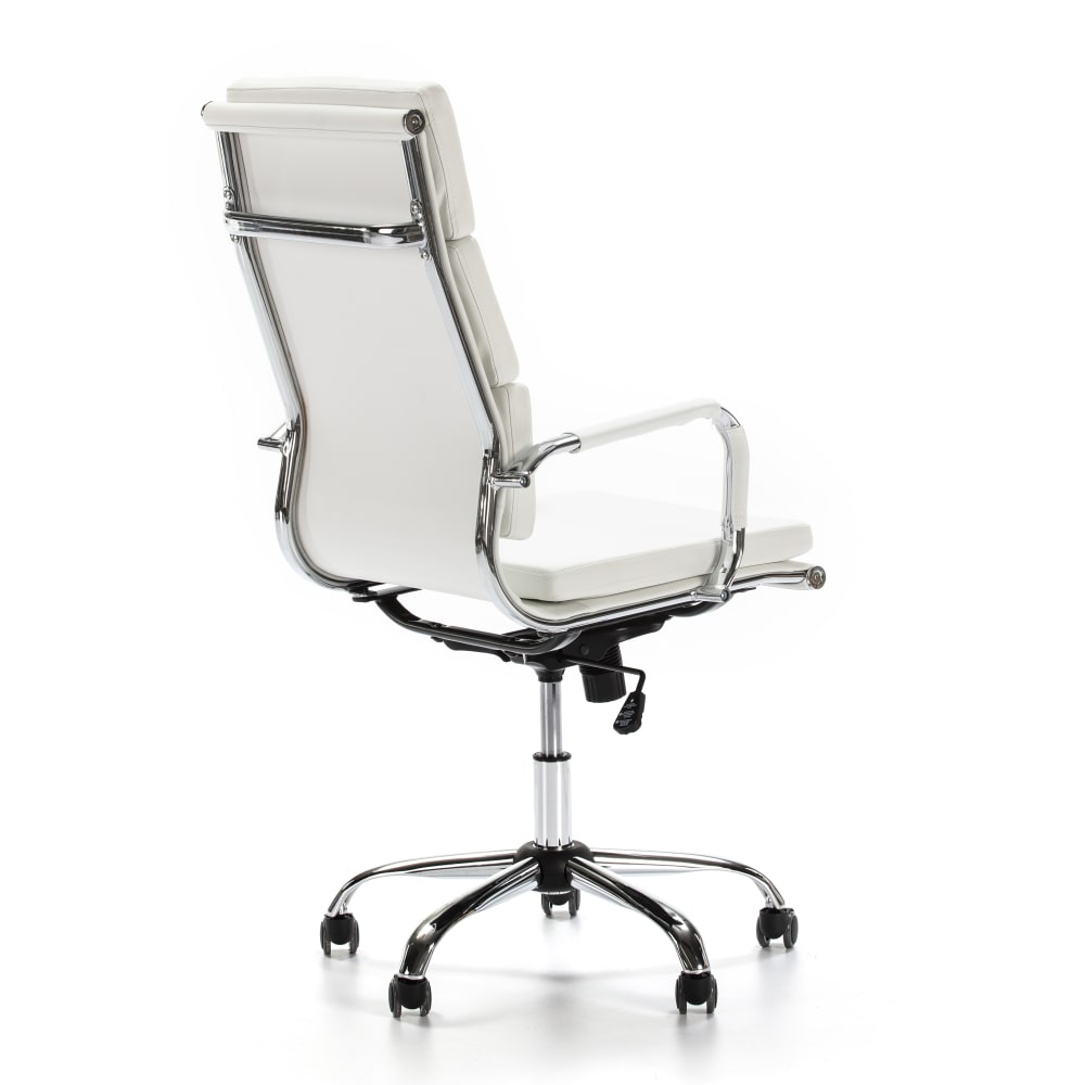 Fauteuil de bureau MORGAN blanc avec accoudoirs rembourrés et base argentée — vue 4