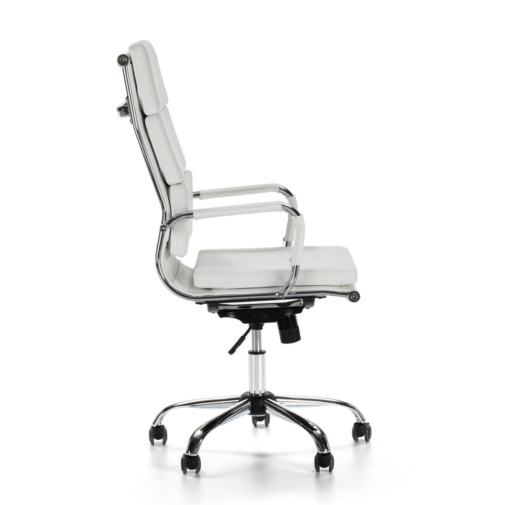 Fauteuil de bureau MORGAN blanc avec accoudoirs rembourrés et base argentée — vue 5