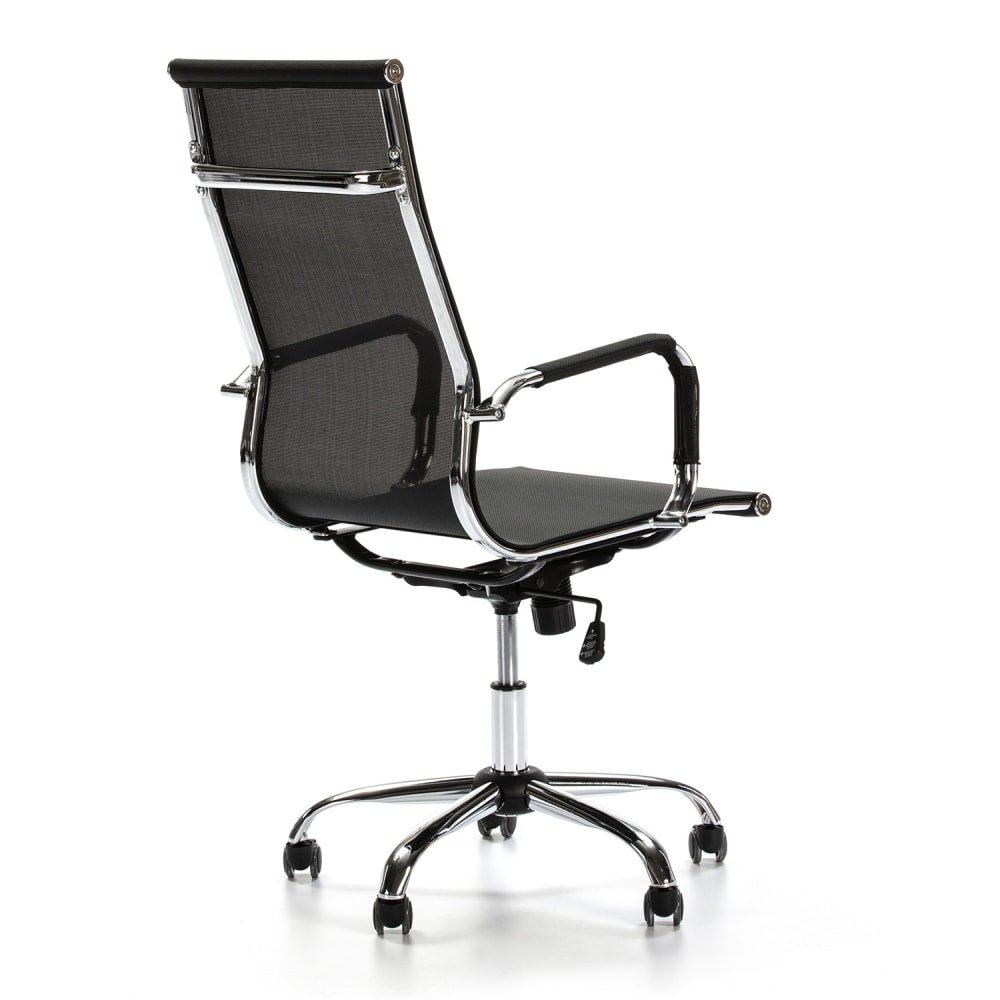 Fauteuil de bureau HOMN noir avec accoudoirs chromés et base large — vue 5