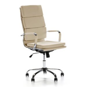 Fauteuil de bureau HOMN MORGAN taupe avec accoudoirs rembourrés et base argentée