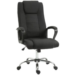Fauteuil de bureau Vinsetto noir avec accoudoirs rembourrés et piètement chromé