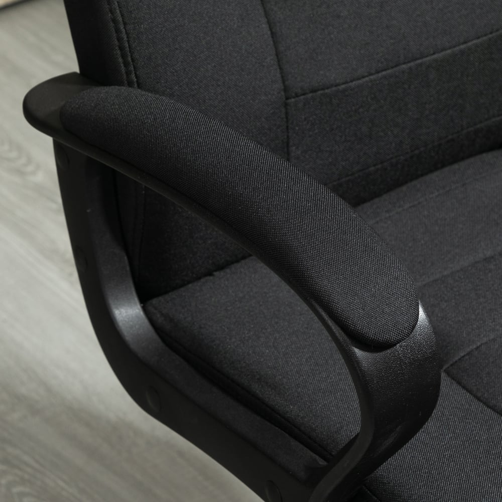 Fauteuil de bureau Vinsetto noir avec accoudoirs rembourrés et piètement chromé — vue 6