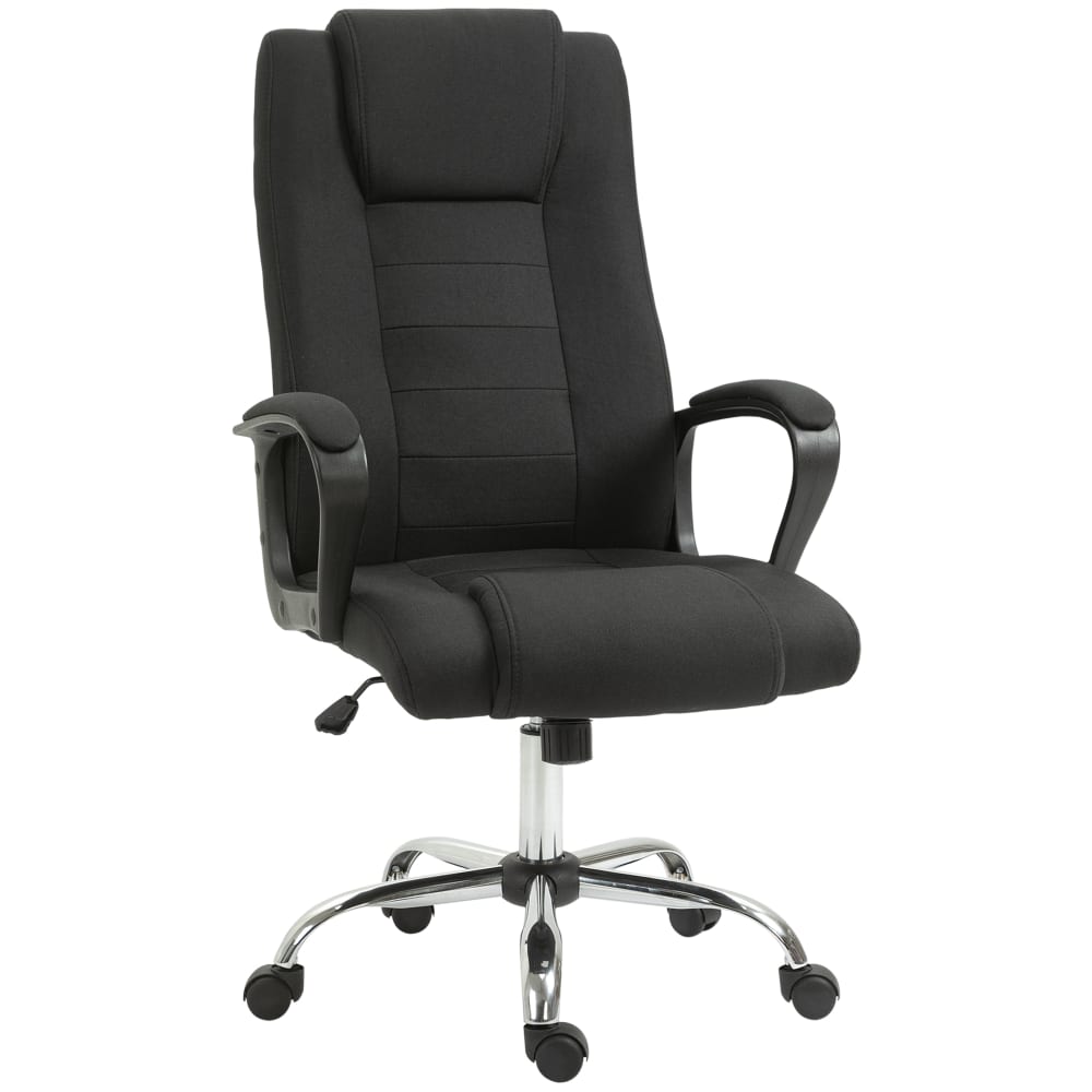 Fauteuil de bureau Vinsetto noir avec accoudoirs rembourrés et piètement chromé