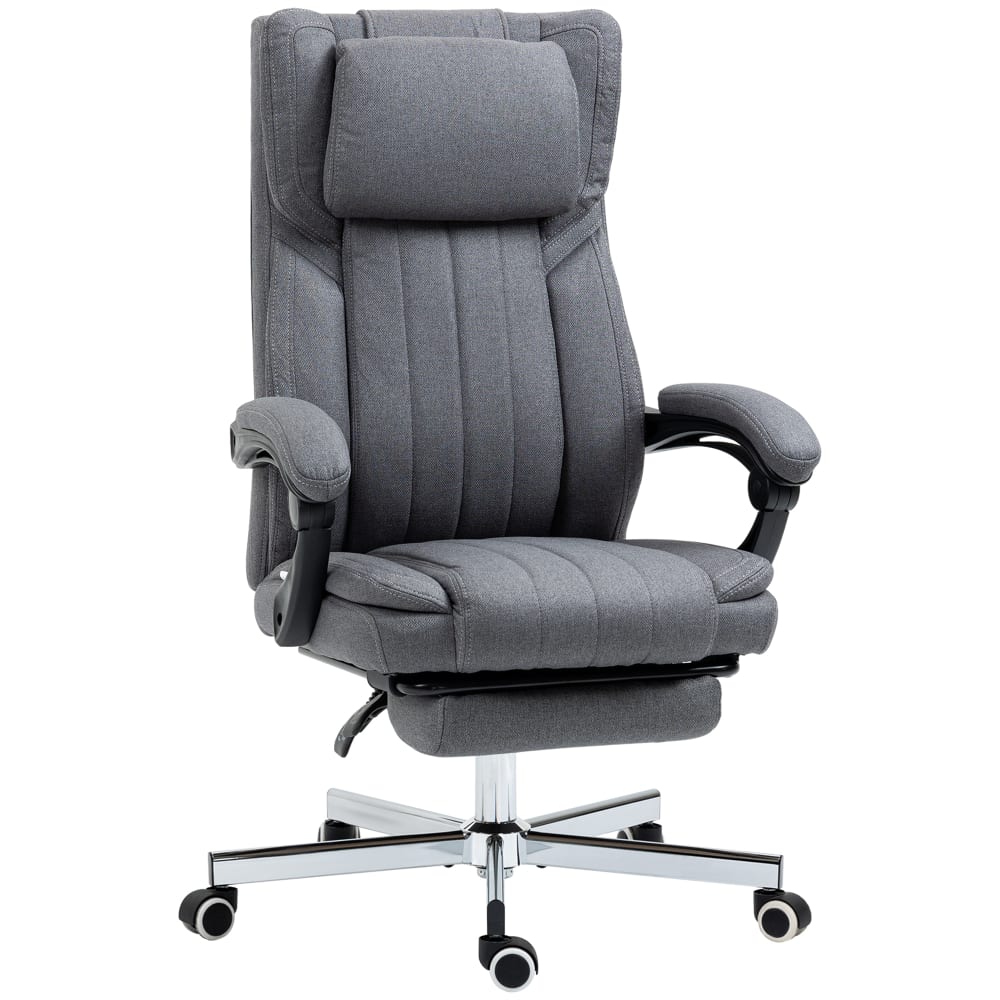 Fauteuil de bureau Vinsetto gris avec dossier inclinable et repose-pieds escamotable