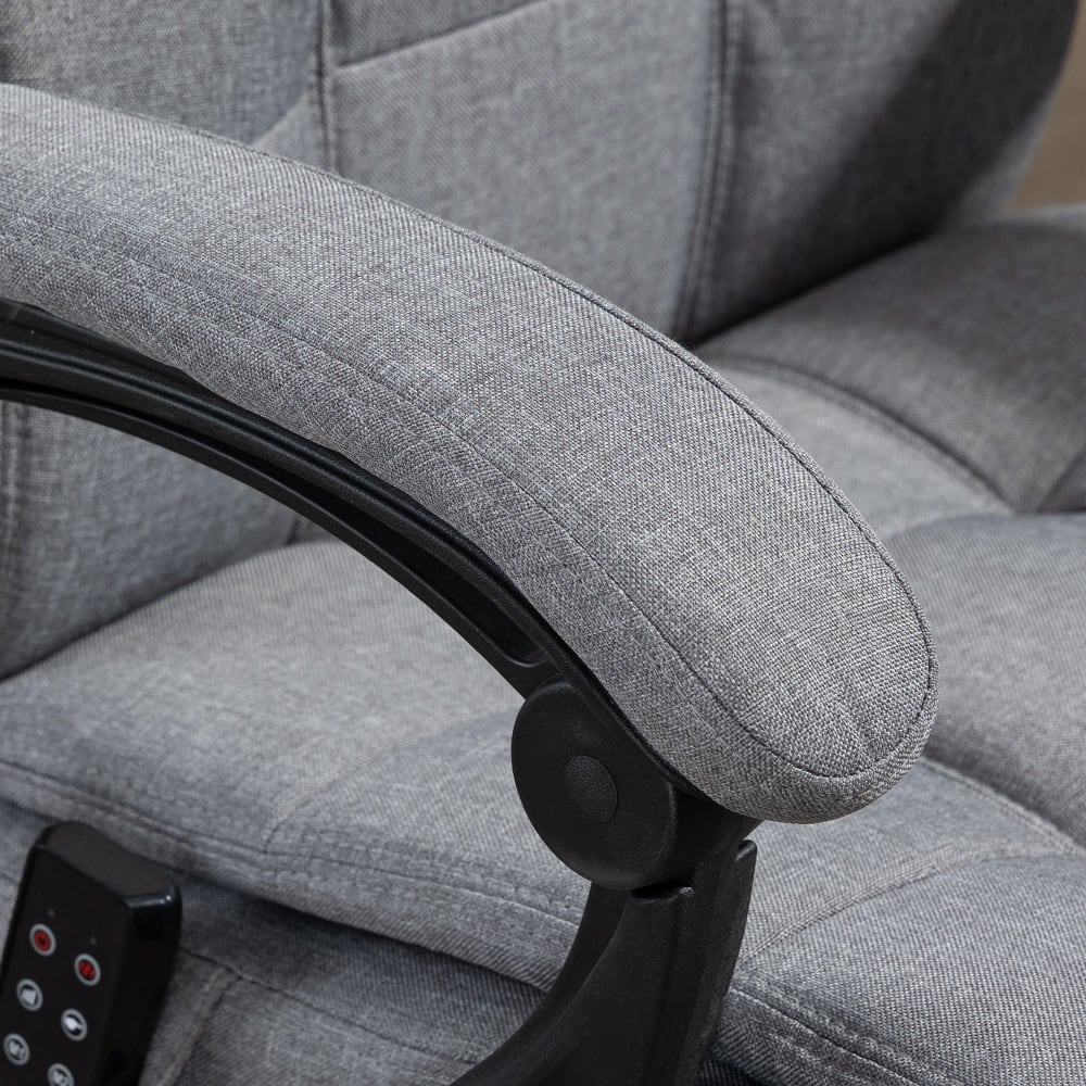 Fauteuil de bureau Vinsetto avec dossier inclinable, repose-pieds et tissu gris — vue 5